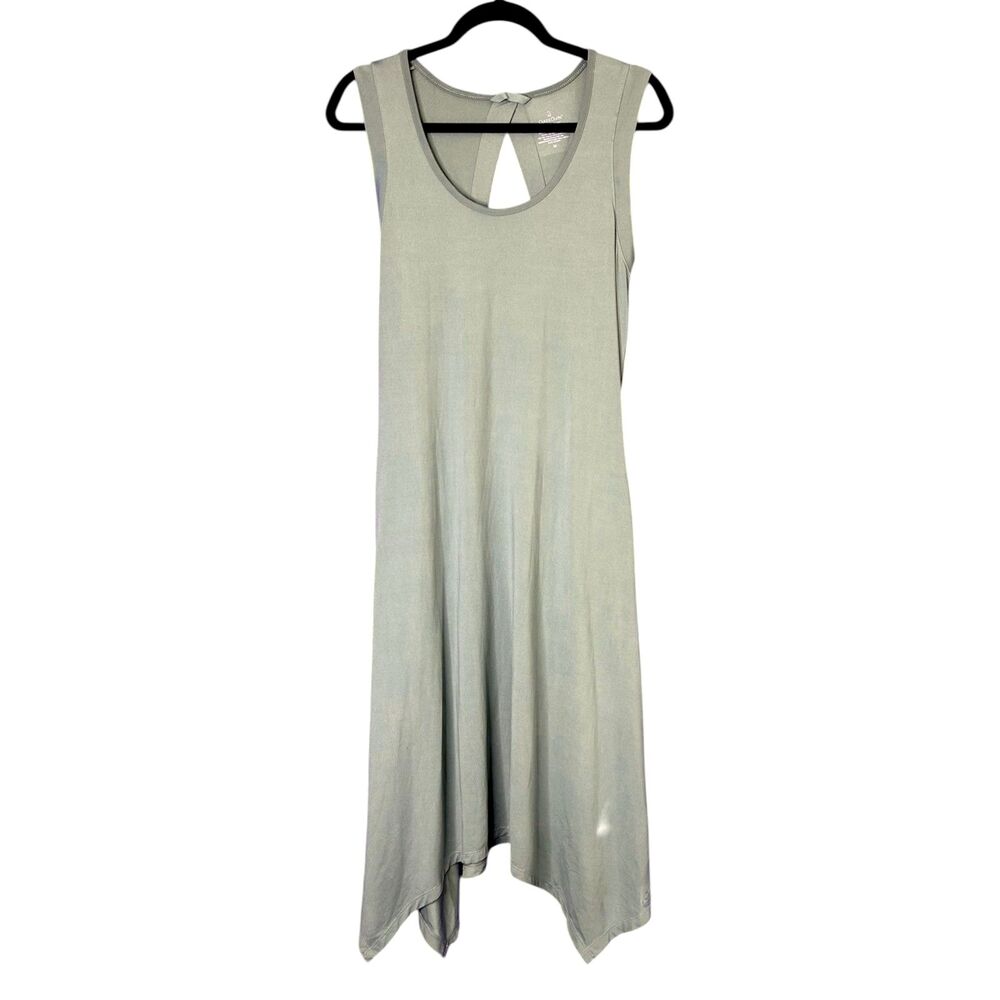 Cuddl Duds Womens Olive Midi Dress Sz M Asymmetrical Flowy Lagenlook Loungewear